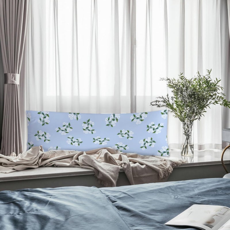 Exqcom Store Blue Hydrangea Chinoiserie Body Pillow Covers 20x54, Grandmillennial Home Decor, Girly Aesthetic Hydrangea Floral Long Body Pillow Case Cover with Hidden Zipper for Women Adults Girls - Image 5